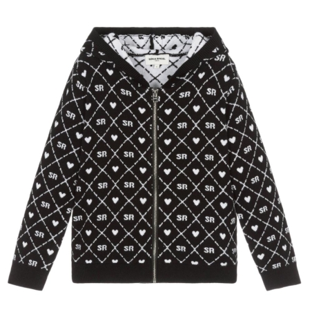 Sweat Zippé Noir/Blanc Fille A15032
