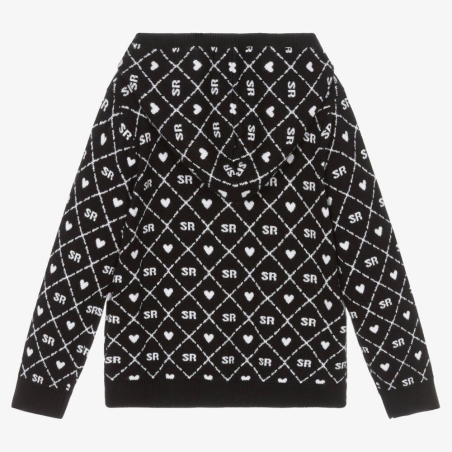 Sweat Zippé Noir/Blanc Fille A15032