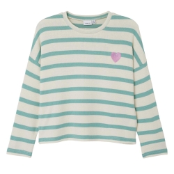 Pull Beige/Vert à rayures Fille Name It Follina