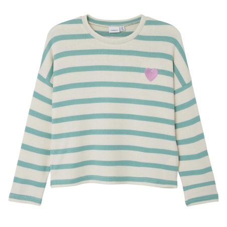 Pull Beige/Vert à rayures Fille Name It Follina