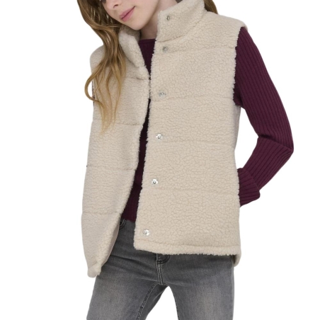 Gilet Ecru Fille Kids ONLY Sandra Teddy Waistcoat