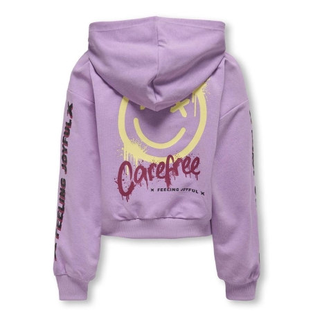 Sweat à Capuche Mauve Fille Kids ONLY Smile Life