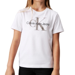 T-shirt Blanc Fille Calvin Klein Jeans Monogram
