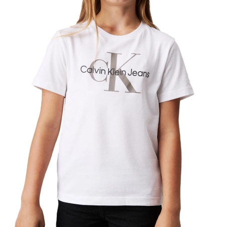 T-shirt Blanc Fille Calvin Klein Jeans Monogram
