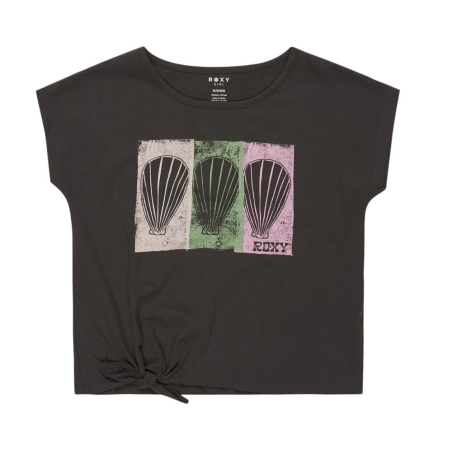 T-shirt Noir Fille Roxy There Is Life Coquillage