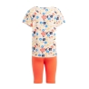 Ensemble survêtement orange Fille Adidas Cyc Short Tee S