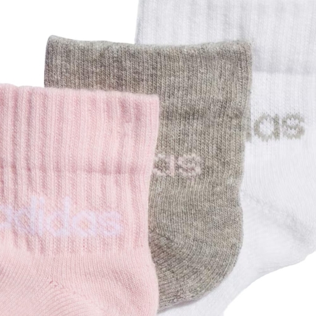 X3 Paires de Chaussettes Blanc/Rose/Gris Fille Adidas Kids