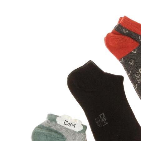 3x Paires de Chaussettes Grises/Rouge/Bleu à Motifs Fille Dim Fantaisie