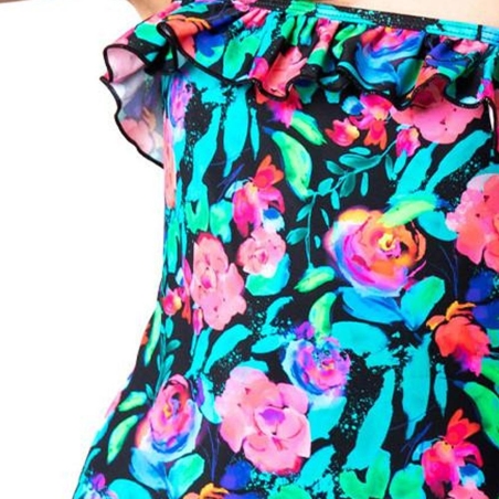 Maillot de Bain 1 Pièce à Fleurs Rose/Noir Fille Sun Project
