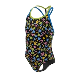 Maillot de bain 1 piece Noire/Vert/Bleu Fille Nike T-crossback