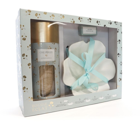 Set Coupelle Feuille et Cire Perle Magnolia
