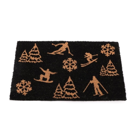 Tapis Noir Imprimés Luance 45x75cm Flocon Ski