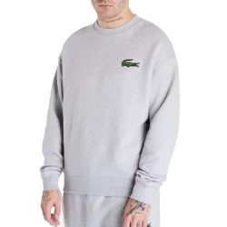 Sweat Gris Homme Lacoste loose fit avec badge crocodile
