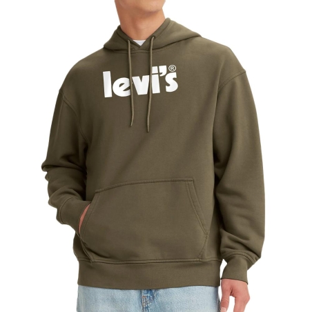 Sweat à Capuche Kaki Homme Levi's fleece 384790