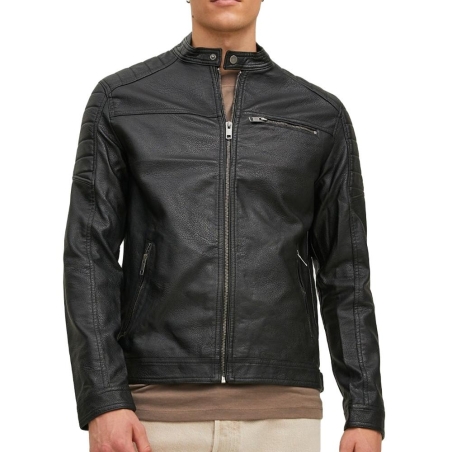 Veste Simili Cuir Noire Homme Jack & Jones Tano
