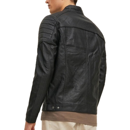 Veste Simili Cuir Noire Homme Jack & Jones Tano
