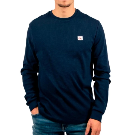 Sweat Marine Homme Calvin Klein Jeans Waffle Badge