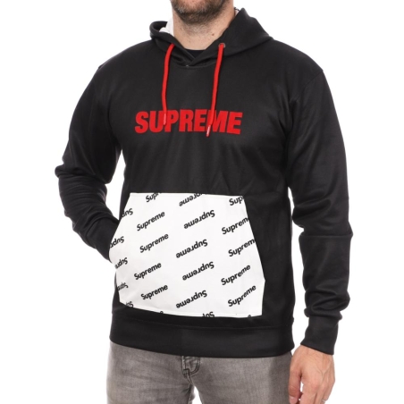 Sweat à capuche noir Homme Supreme Grip Machop
