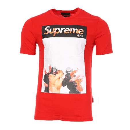 T-shirt Rouge Homme Supreme Grip Police