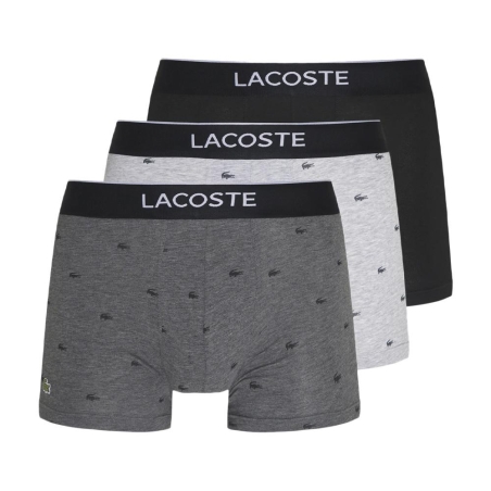 X3 Boxers Gris/Noir Homme Lacoste LOGO 5H3411