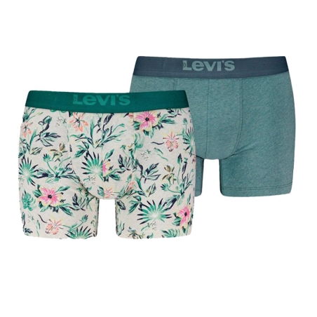 2x Boxers Gris/Vert Homme Levi's Flower