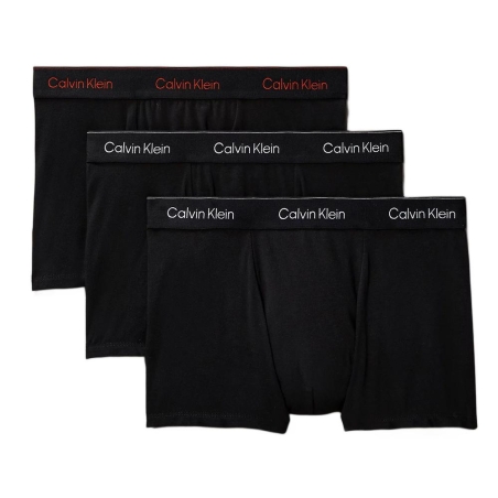 x3 Boxers Noirs/Rouges Homme Calvin Klein Relaxed Fit Trunk