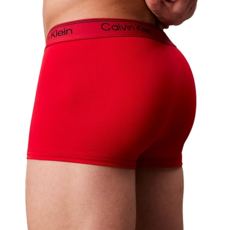 X3 Boxers Noir/Rouge/Gris Homme Calvin Klein Jeans Low Rise Trunk