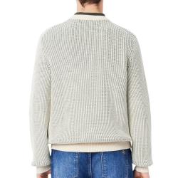 Pull Ecru/Vert Homme Lacoste Heritage Jacquard
