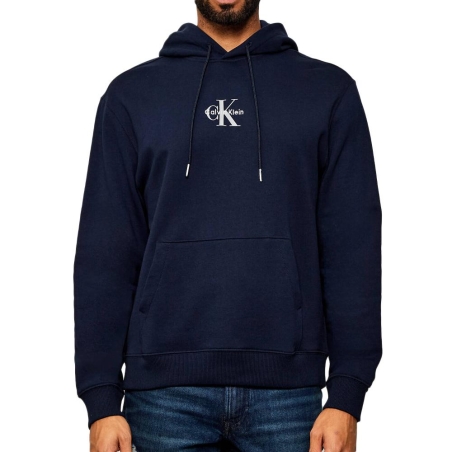 Sweat à Capuche Marine Homme Calvin Klein Jeans 350 terry Micro [68f8d67d749b7]
