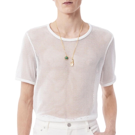 T-shirt Blanc Filet Homme Lacoste Runway Mesh