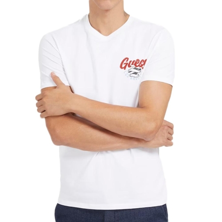 T-shirt Blanc Homme Guess Italic