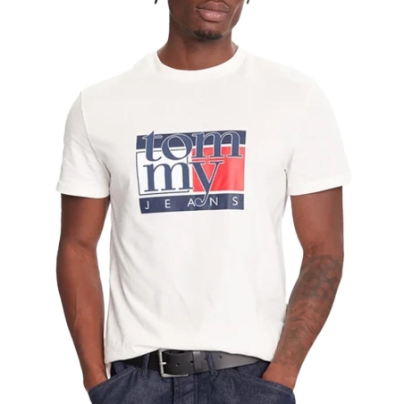 T-shirt Ecru Homme Tommy Hilfiger Flag