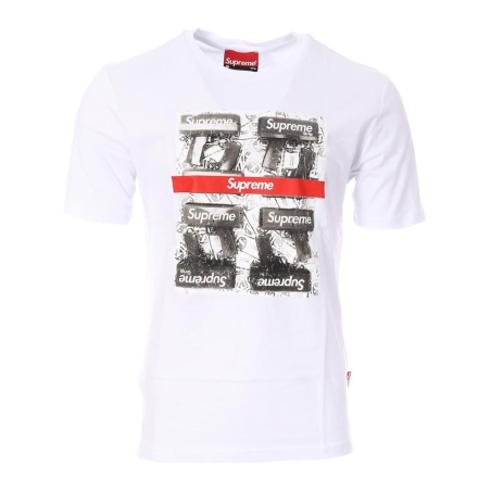 T-shirt Blanc Homme Supreme Grip Gun