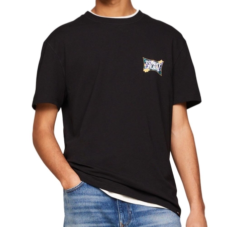 T-shirt Noir Homme Tommy Hilfiger Flower Power