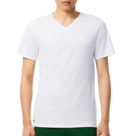 T-Shirt Blanc Homme Lacoste d'intérieur slim fit