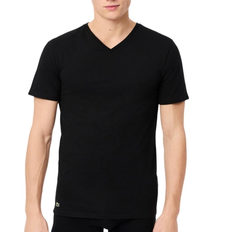 T-Shirt Noir Homme Lacoste d'intérieur slim fit