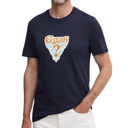 T-shirt Marine Homme Guess Abstract