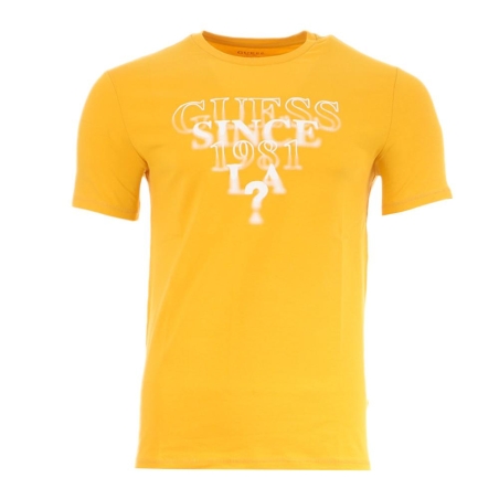 T-shirt Jaune Homme Guess Blurry