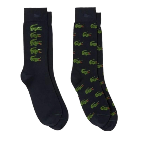 2x Paires de Chaussettes Marines/Vertes Homme Lacoste RA1513