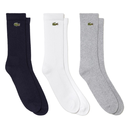 X3 Paires de Chaussettes Blanc/Gris/Noir Homme Lacoste RA4182