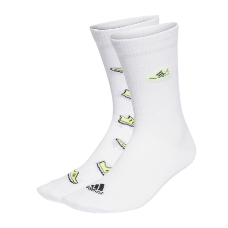 2x Paires de Chaussettes Blanches/Jaunes Homme Adidas IB3229