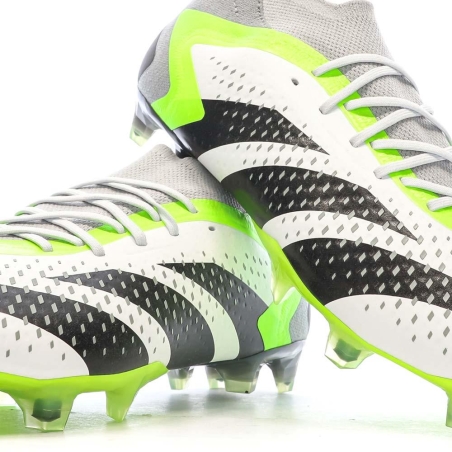 Chaussures de Foot Blanc/Gris/Vert Adidas Predator Accuracy.1 FG