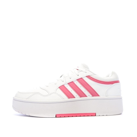 Baskets Blanches/Roses Femme Adidas Hoops 3.0 Bold