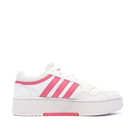 Baskets Blanches/Roses Femme Adidas Hoops 3.0 Bold