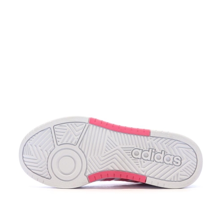 Baskets Blanches/Roses Femme Adidas Hoops 3.0 Bold