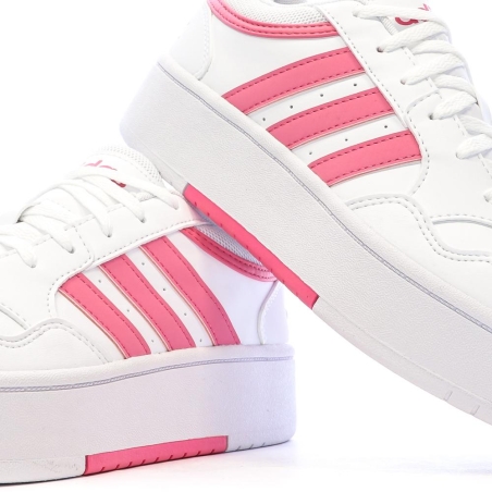 Baskets Blanches/Roses Femme Adidas Hoops 3.0 Bold