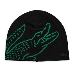 Bonnet Noir/Vert Homme Lacoste Broderie