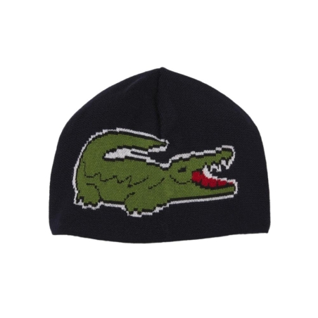 Coffret cadeau bonnet et écharpe en crocodile unisexe Marine Lacoste RB1515