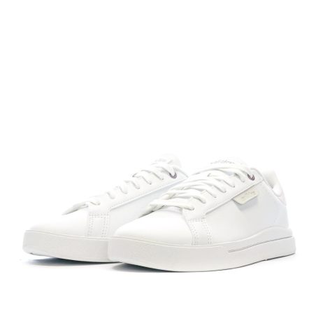 Baskets Blanc/Rose Femme Adidas Court Silk
