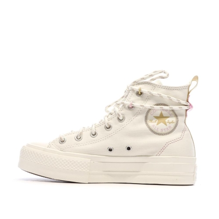 Baskets Ecru Femme Converse s All Star Lift Platform Jacquard